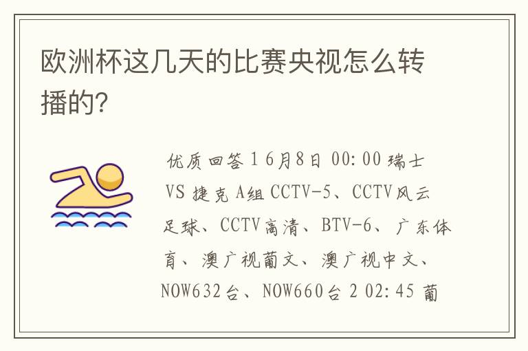 欧洲杯这几天的比赛央视怎么转播的?