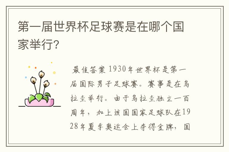 第一届世界杯足球赛是在哪个国家举行?