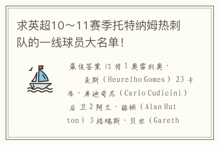 求英超10~11赛季托特纳姆热刺队的一线球员大名单!