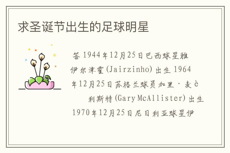 求圣诞节出生的足球明星