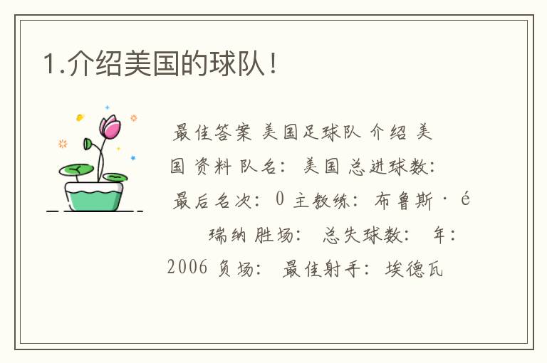 1.介绍美国的球队!