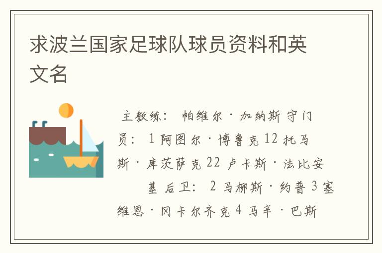 求波兰国家足球队球员资料和英文名