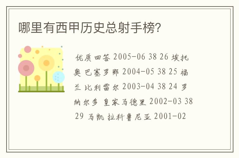 哪里有西甲历史总射手榜？