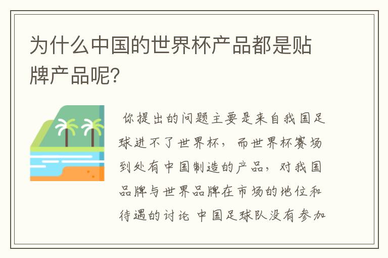 为什么中国的世界杯产品都是贴牌产品呢?
