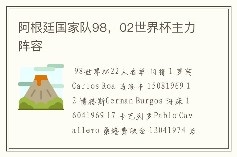 阿根廷国家队98,02世界杯主力阵容