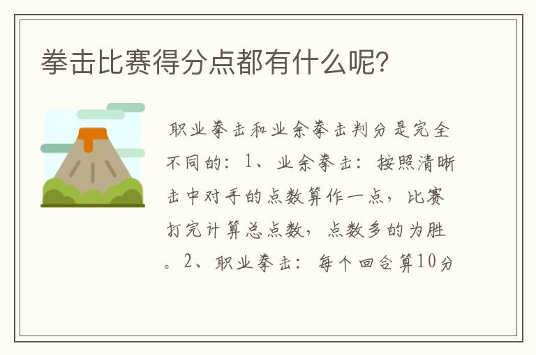 拳击比赛得分点都有什么呢?