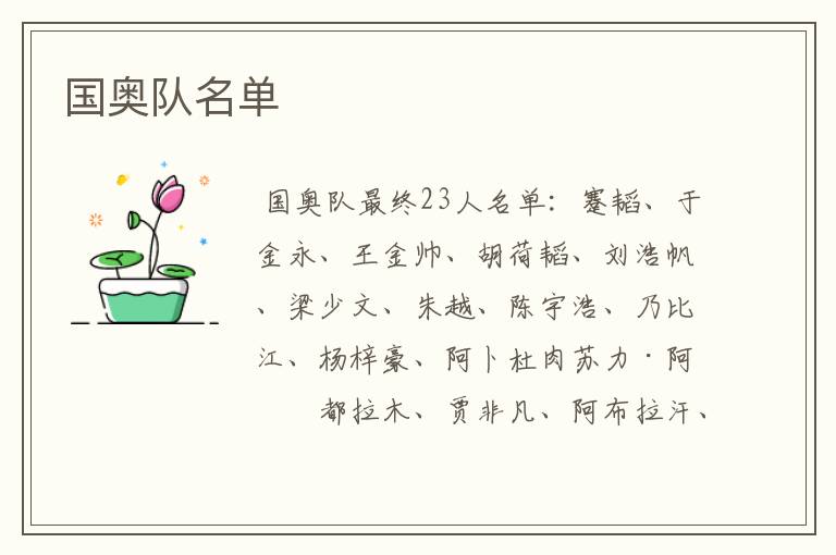 国奥队名单