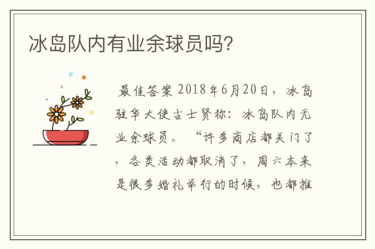 冰岛队内有业余球员吗?