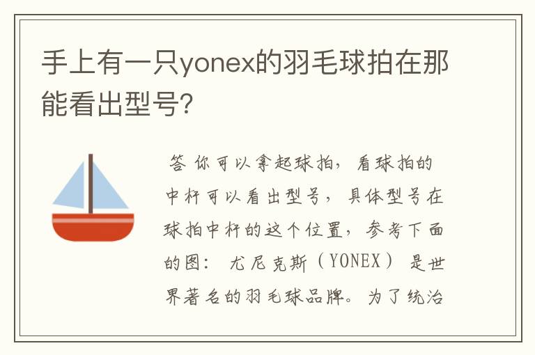 手上有一只yonex的羽毛球拍在那能看出型号?