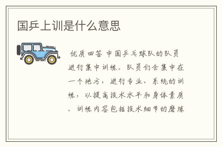 国乒上训是什么意思