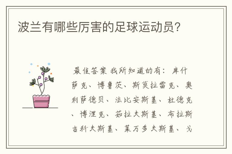 波兰有哪些厉害的足球运动员?