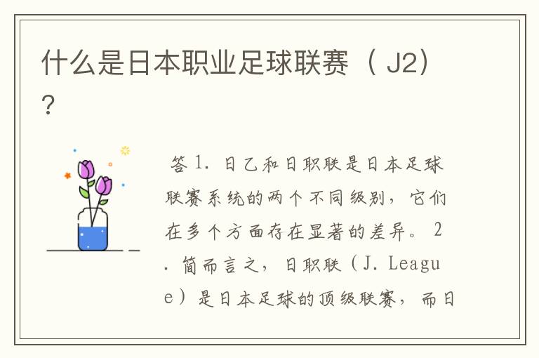 什么是日本职业足球联赛( J2)?