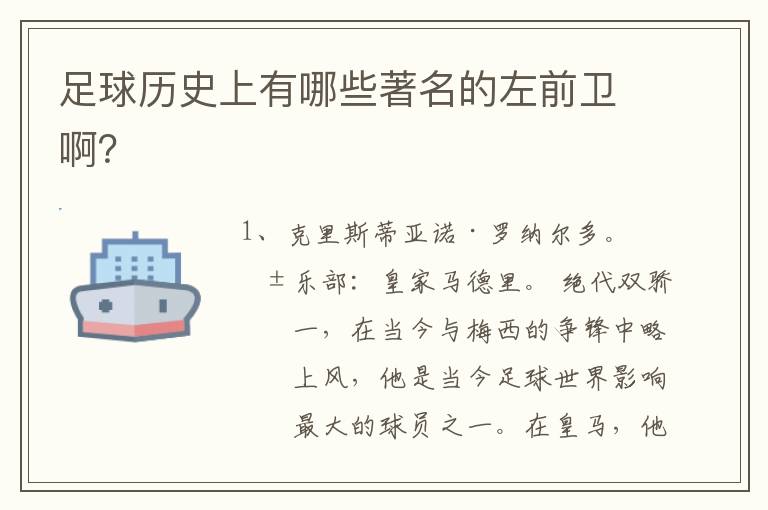 足球历史上有哪些著名的左前卫啊?