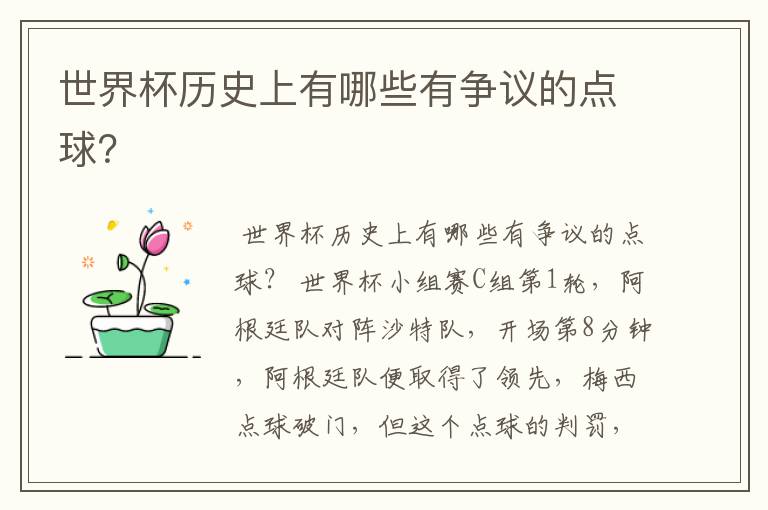 世界杯历史上有哪些有争议的点球?