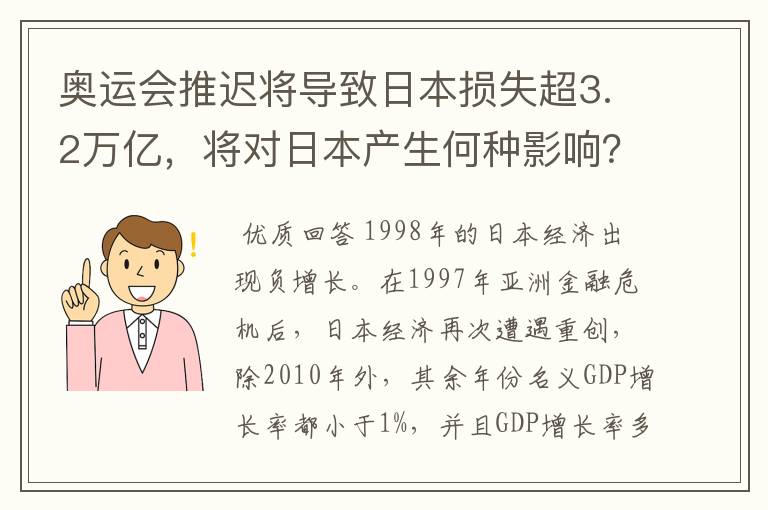 奥运会推迟将导致日本损失超3.2万亿,将对日本产生何种影响?
