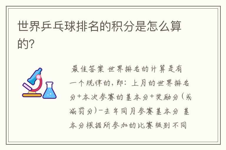 世界乒乓球排名的积分是怎么算的?