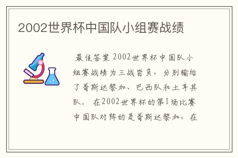 2002世界杯中国队小组赛战绩