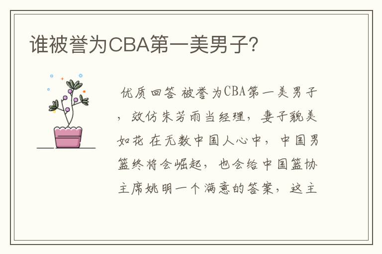谁被誉为CBA第一美男子?