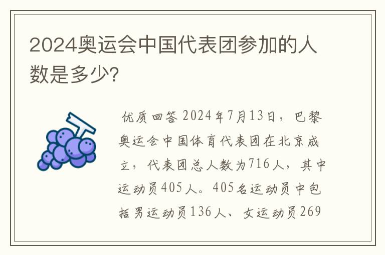 2024奥运会中国代表团参加的人数是多少?