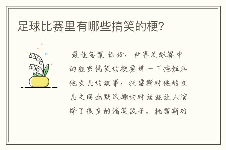 足球比赛里有哪些搞笑的梗?
