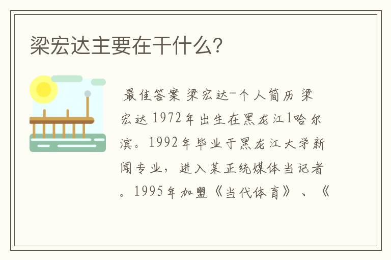 梁宏达主要在干什么?