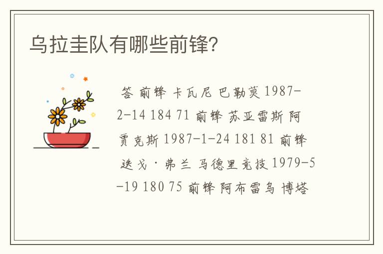 乌拉圭队有哪些前锋?