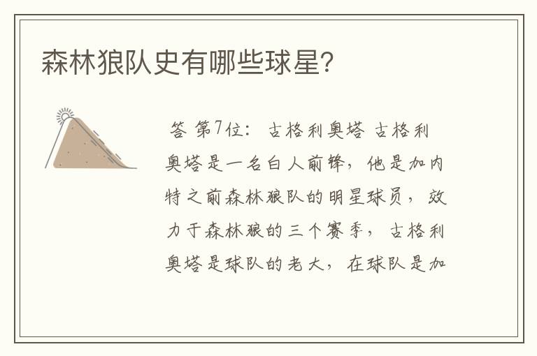 森林狼队史有哪些球星?