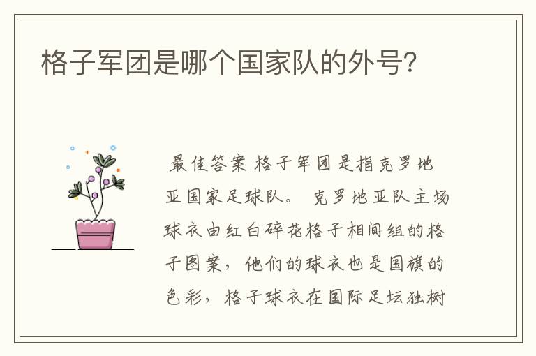 格子军团是哪个国家队的外号?