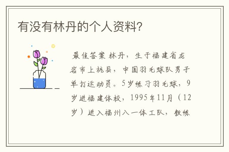 有没有林丹的个人资料?