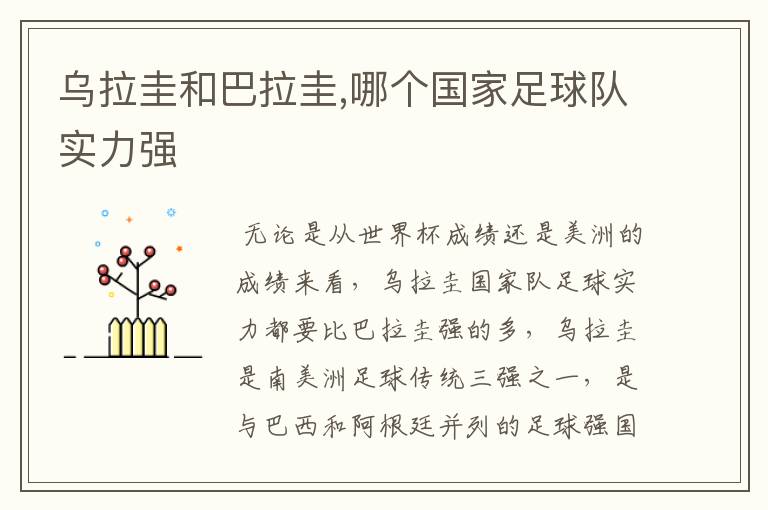 乌拉圭和巴拉圭,哪个国家足球队实力强