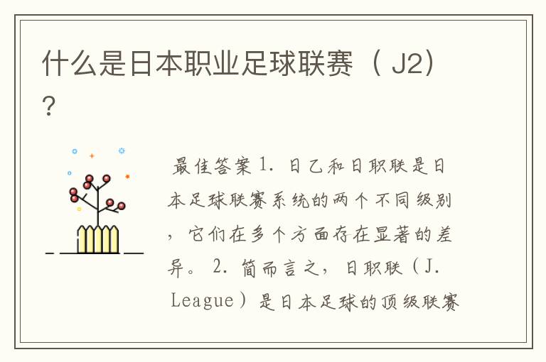 什么是日本职业足球联赛( J2)?