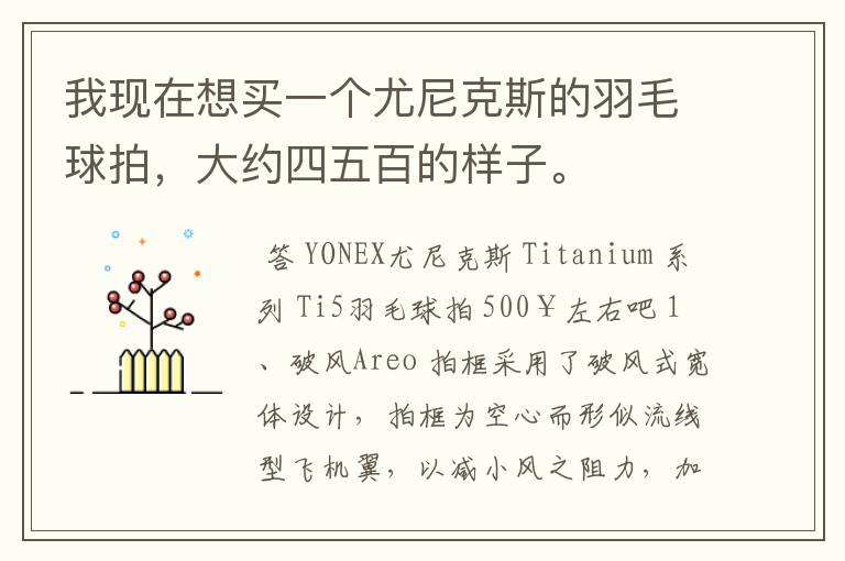 我现在想买一个尤尼克斯的羽毛球拍,大约四五百的样子。