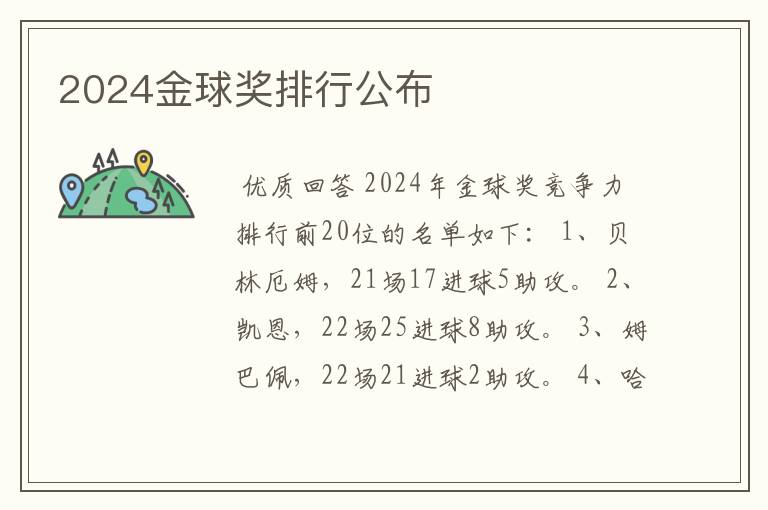 2024金球奖排行公布