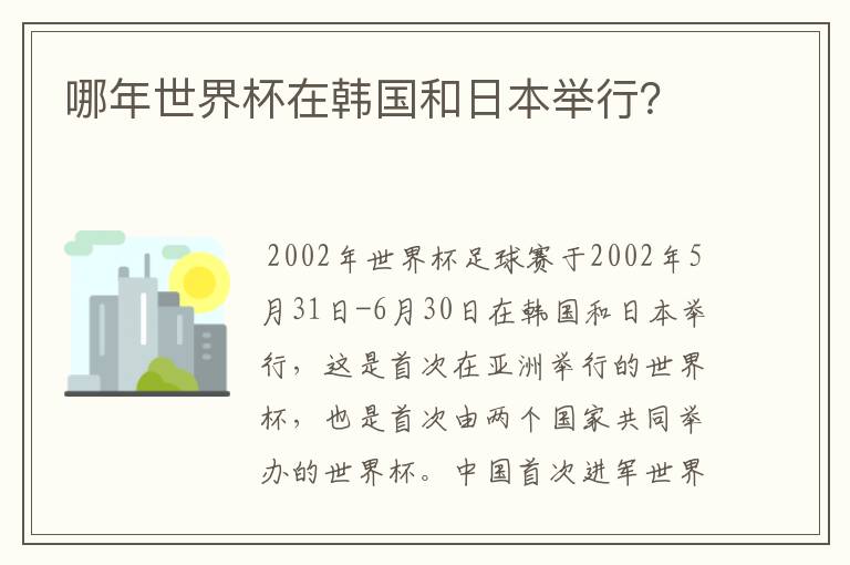 哪年世界杯在韩国和日本举行?