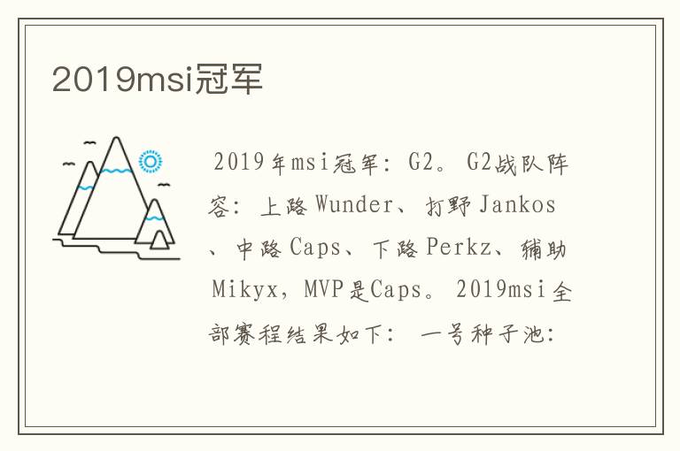 2019msi冠军