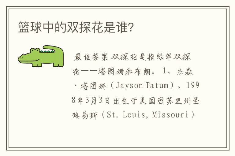 篮球中的双探花是谁？