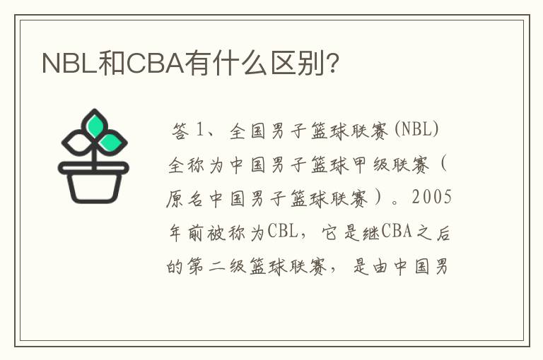 NBL和CBA有什么区别?