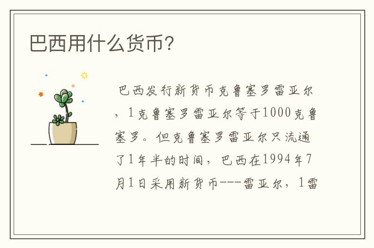 巴西用什么货币?