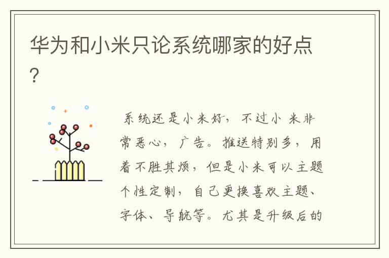 华为和小米只论系统哪家的好点?