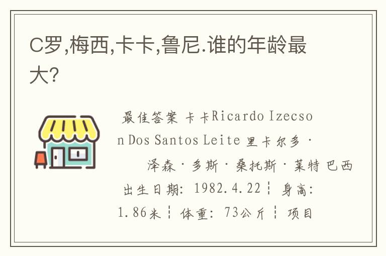 C罗,梅西,卡卡,鲁尼.谁的年龄最大?