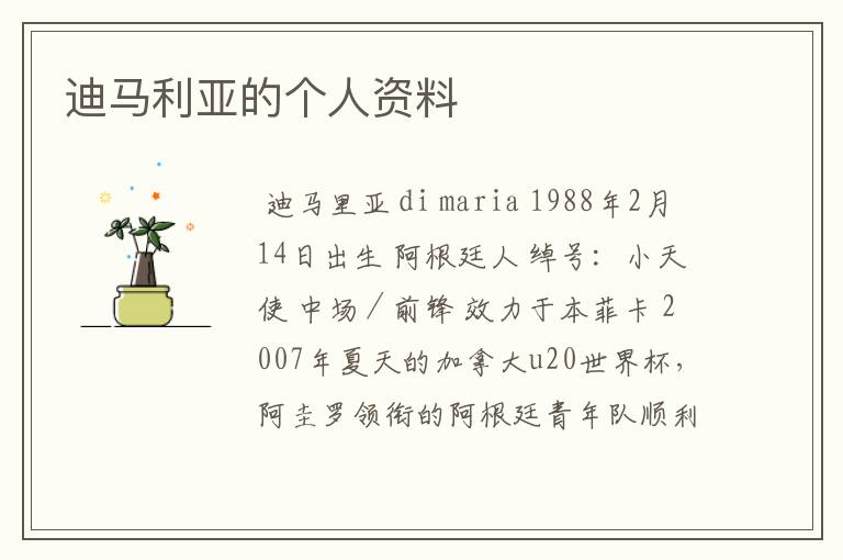 迪马利亚的个人资料