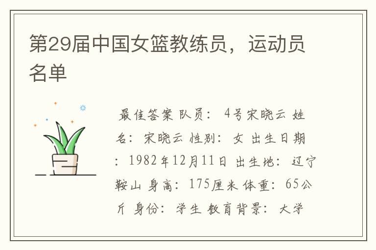 第29届中国女篮教练员,运动员名单