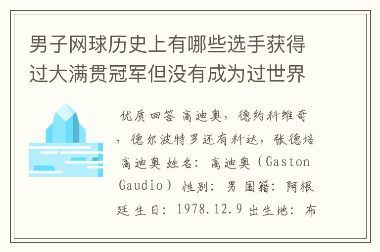 男子网球历史上有哪些选手获得过大满贯冠军但没有成为过世界排名第一的选手?