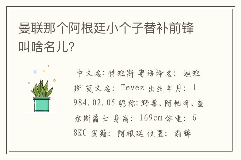 曼联那个阿根廷小个子替补前锋叫啥名儿?