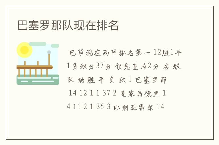 巴塞罗那队现在排名