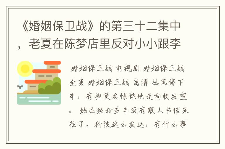 《婚姻保卫战》的第三十二集中,老夏在陈梦店里反对小小跟李刚在一起说的那段话是什么?
