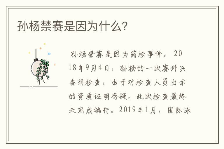 孙杨禁赛是因为什么?