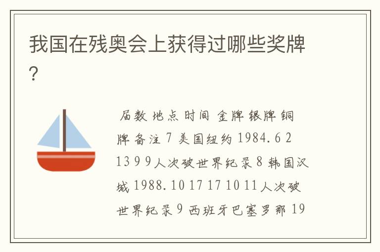 我国在残奥会上获得过哪些奖牌?