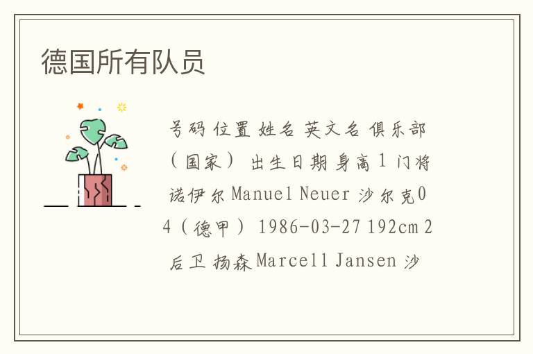 德国所有队员