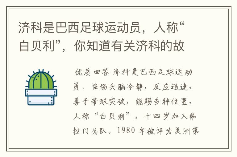 济科是巴西足球运动员,人称“白贝利”,你知道有关济科的故事吗?